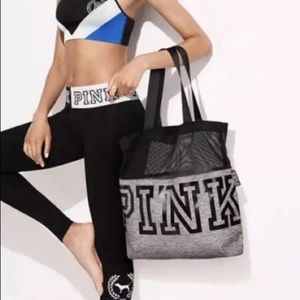VS Pink Grey Mesh Tote Bag